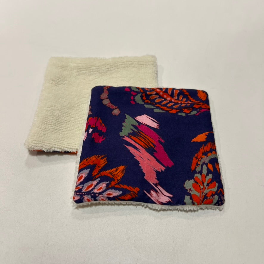 Carré Coton Ecru - Indigo Corail