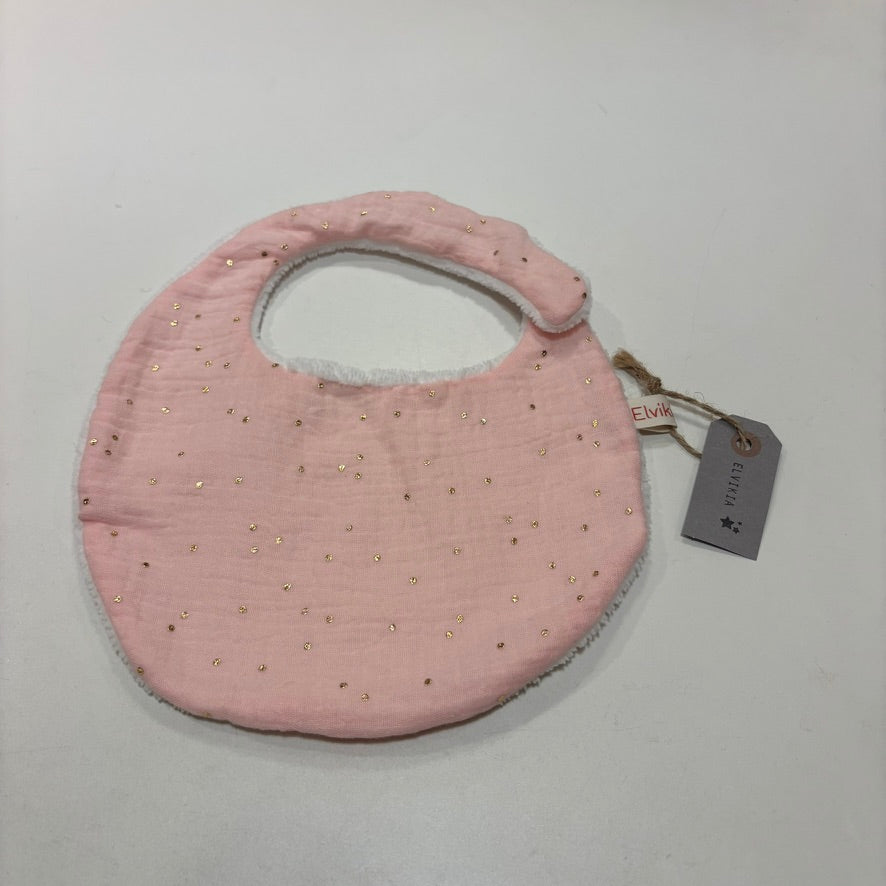 Bavoir Blanc - Rose Paillettes