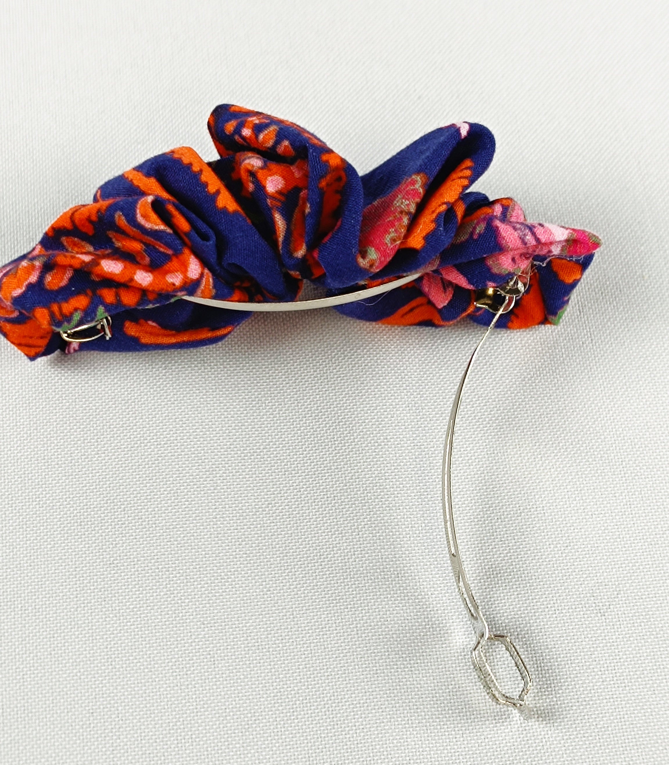 Barrette Plissée - Indigo Corail
