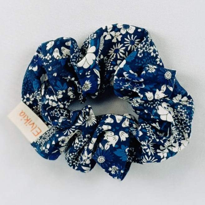 Chouchou Scrunchie - Fleurs Bleues